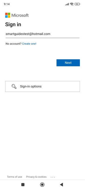 Enter your Hotmail address and select Next