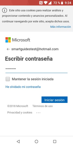 Introduzca su contraseña de Hotmail y seleccione Iniciar sesión