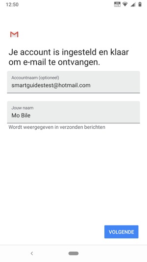 Geef uw account een naam en voer uw naam in. Selecteer VOLGENDE