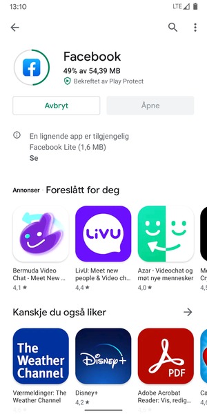 Vent til installasjonen er ferdig