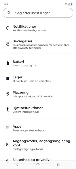 Scroll til og vælg Placering