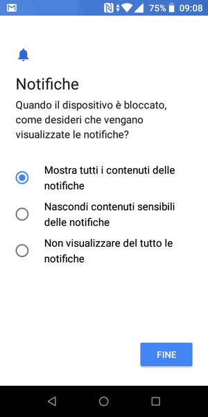 Seleziona la tua opzione preferita e poi FINE