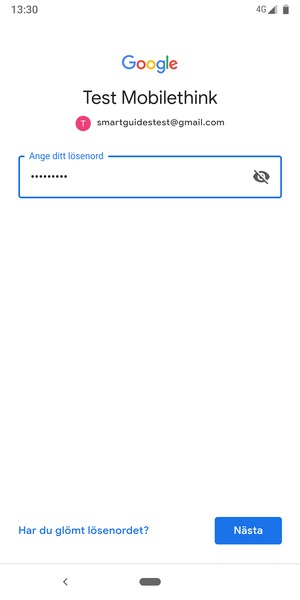 Ange ditt lösenord och välj Nästa