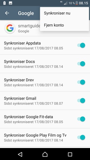 Vælg Synkroniser nu