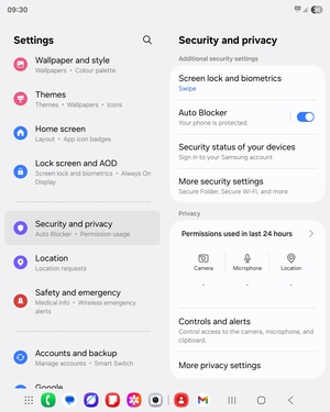 Scroll to and select More security settings