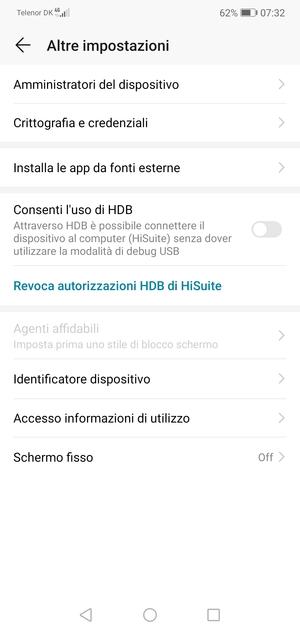 Seleziona Crittografia e credenziali