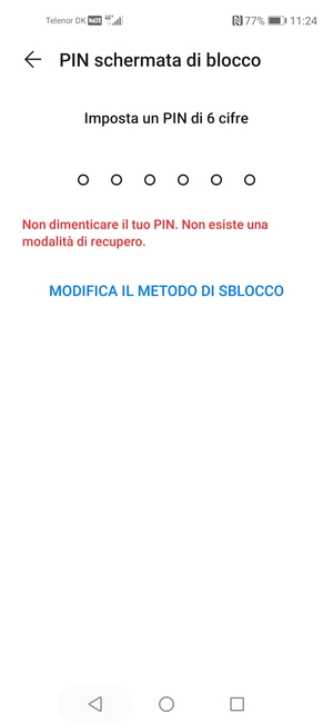 Seleziona MODIFICA IL METODO DI SBLOCCO