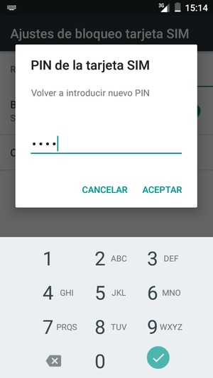 Confirme Nuevo PIN y seleccione ACEPTAR