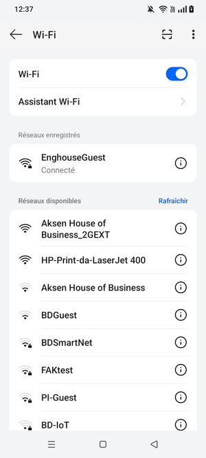 Vous êtes maintenant connecté au réseau Wi-Fi