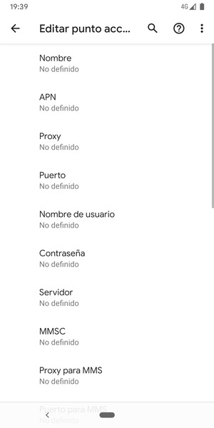 Introduzca la información de MMS