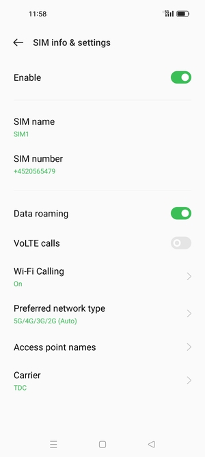 Turn Data roaming on or off