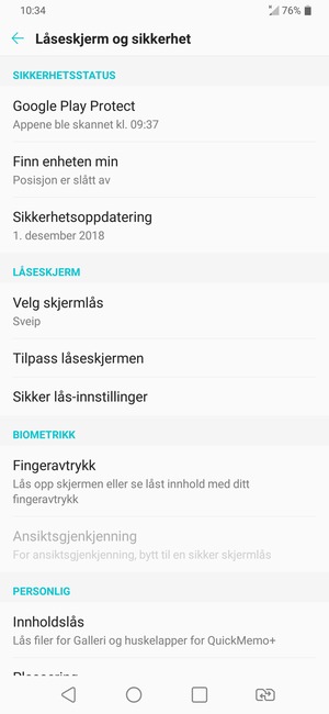Velg Velg skjermlås