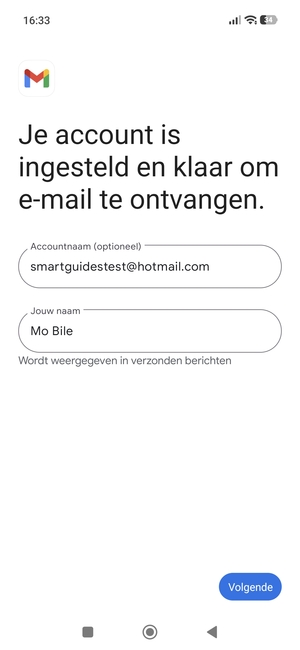 Geef uw account een naam en voer uw naam in. Selecteer Volgende
