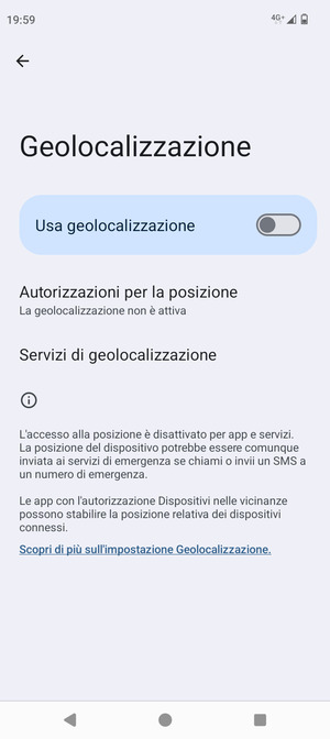 Disattiva Usa geolocalizzazione
