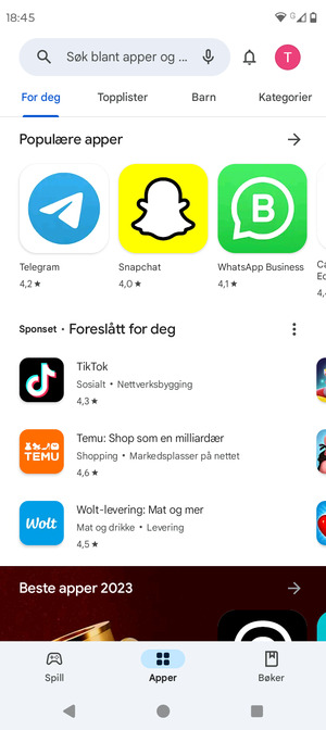 Velg søkefelt