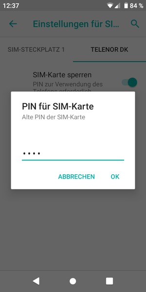 Geben Sie Ihre Alte PIN der SIM-Karte ein und wählen Sie OK