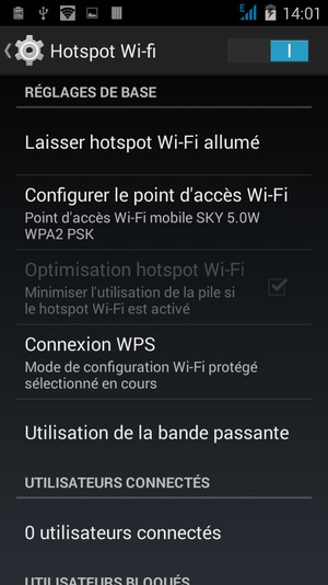 Votre téléphone est maintenant configuré pour être utilisé comme modem