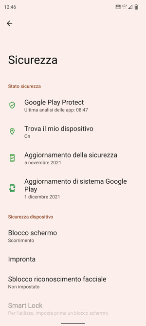 Seleziona Blocco schermo