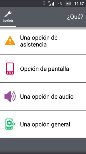 Desplácese y seleccione Una opción general