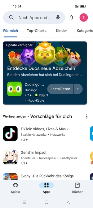 Wählen Sie die Suchleiste