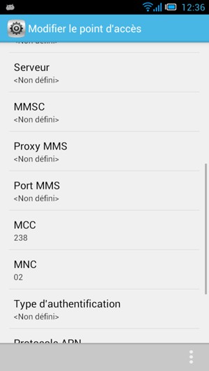 Faites défiler vers le bas et saisissez les informations MMS