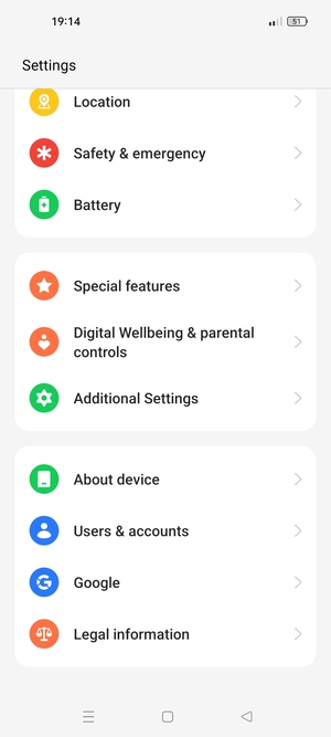 Scroll to and select About device