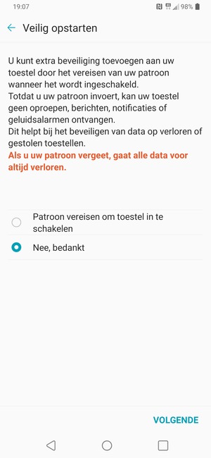 Selecteer uw voorkeursoptie en selecteer VOLGENDE
