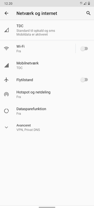 Vælg Mobilnetværk