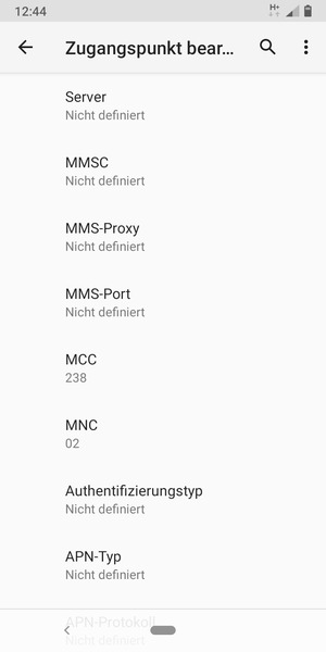 Scrollen Sie nach unten und geben Sie Internetinformationen ein
