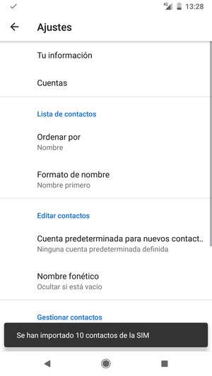 Sus contactos se guardarán en su cuenta de Google y se guardarán en su teléfono la próxima vez que Google sea sincronizado.