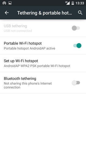 Your phone is now set up for use as a modem