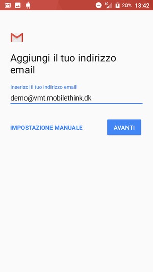 Inserisci il tuo indirizzo email e seleziona AVANTI