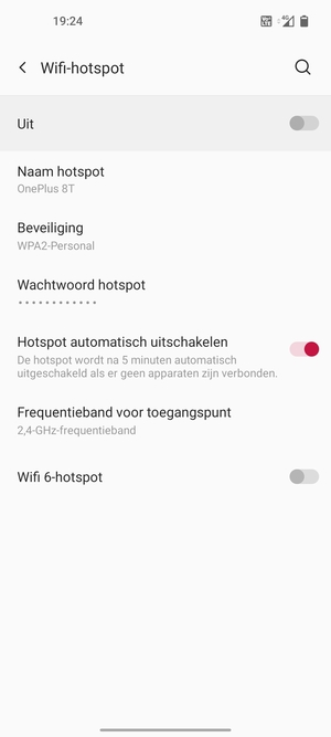 Selecteer Wachtwoord hotspot