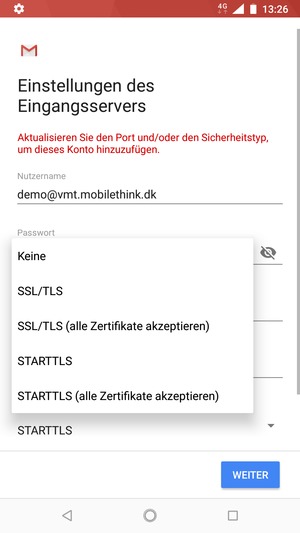 Wählen Sie Keine und WEITER