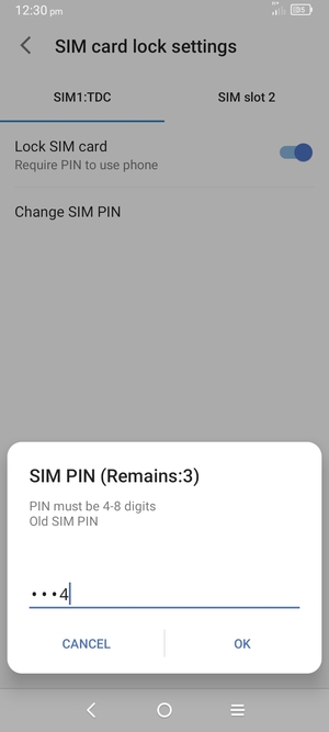 Enter your Old SIM PIN and select OK