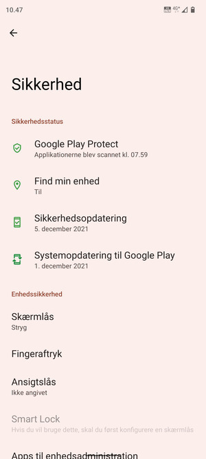 Vælg Skærmlås
