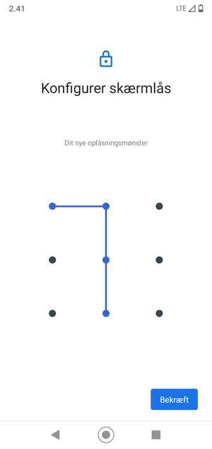 Tegn oplåsningsmønsteret igen og vælg Bekræft