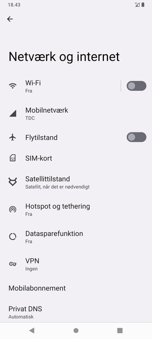 Vælg Mobilnetværk