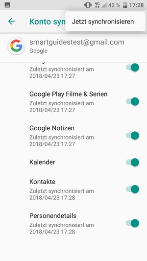 Wählen Sie Jetzt synchronisieren