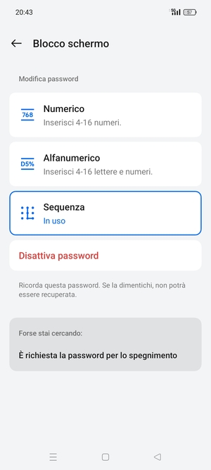 Il tuo telefono è ora protetto dal blocco schermo