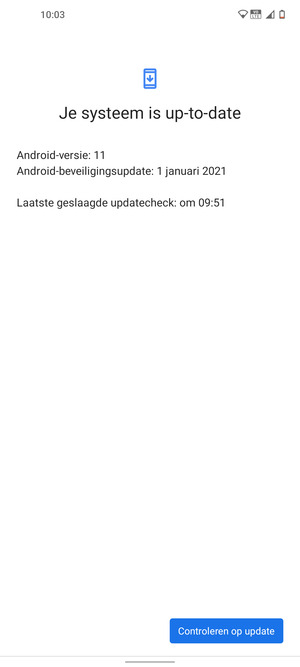 Als uw telefoon up-to-date is, zult u het volgende scherm zien