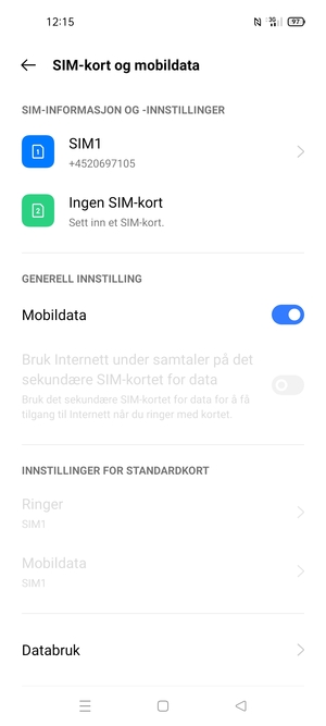 Velg SIM1 eller SIM2