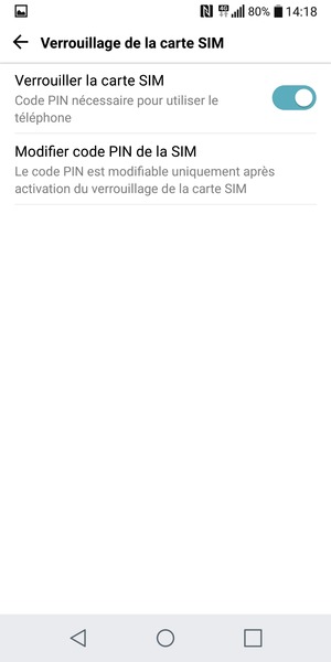 Sélectionnez Modifier code PIN de la SIM