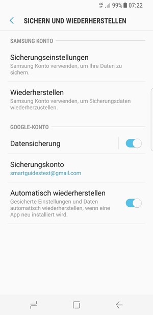 Wählen Sie Sicherungskonto