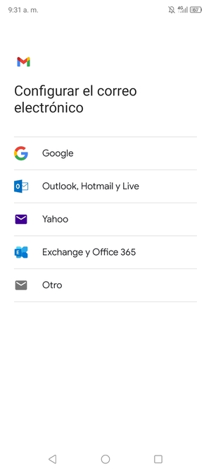 Seleccione Outlook, Hotmail y Live