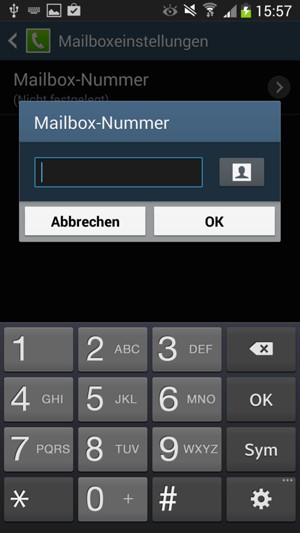 Geben Sie die Mailbox-Nummer ein und wählen Sie OK
