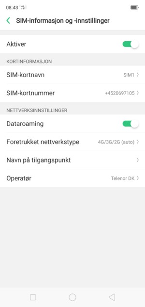 Slå Dataroaming på eller av