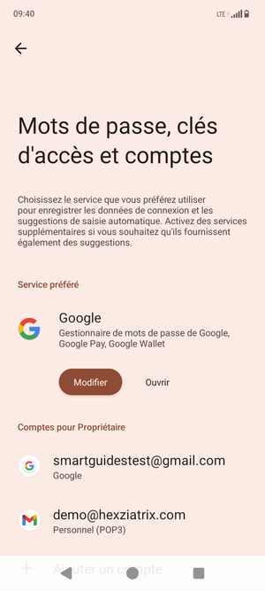 Sélectionnez votre compte Google