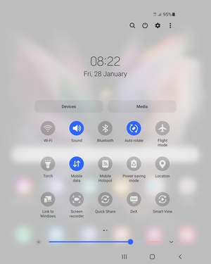 Select the v button