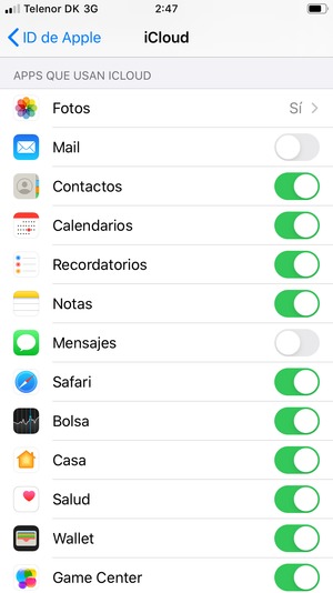 Seleccione los servicios de los que desea hacer copia de seguridad